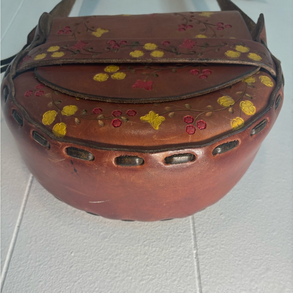 Vintage 70’s Tool Leather Handmade Hippie Shoulder Bag - Picture 7 of 15